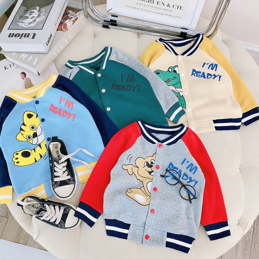 Áo bomber bé trai gái cực chất thu đông họa tiết siêu cute 10-23kg