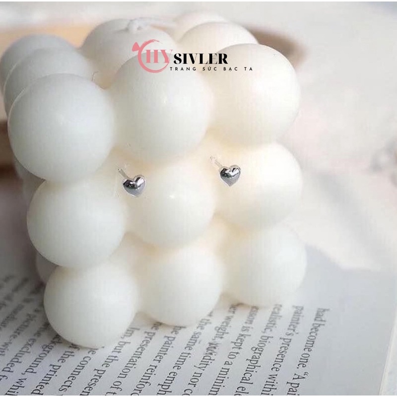 Bông tai bạc ta ý s925 trái tim phồng nhỏ xinh nụ tim bông tai nữ bạc thật CHY SILVER