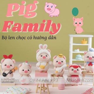 Bộ kit len chọc Gia Đình Heo Dễ Thương làm quà DIY, móc khoá từ handmade