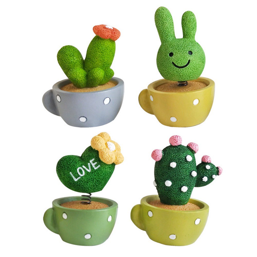 Chậu cây xương rồng resin mini dễ thương trang trí xe hơi