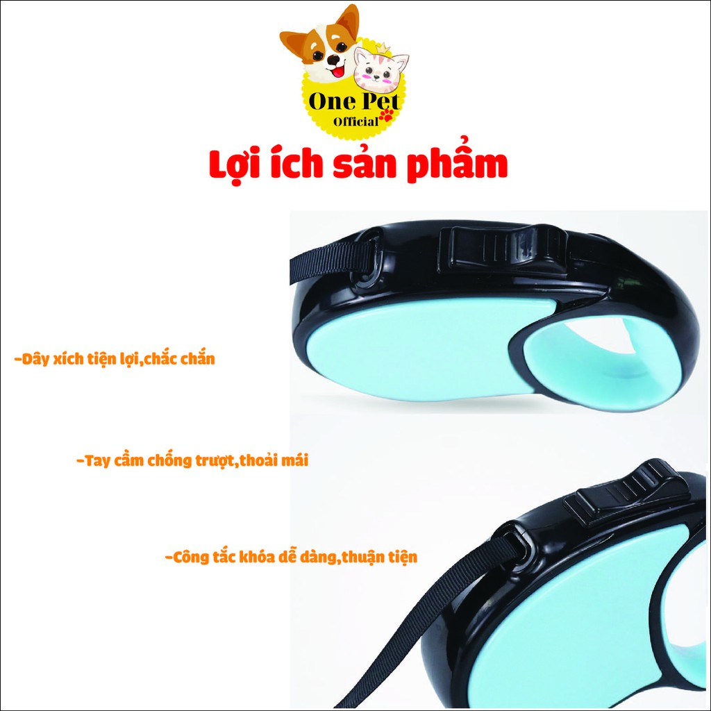 Dây dắt Chó tự động, Dây dắt thú cưng tự động độ dài 3m 5m - One Pet Shop