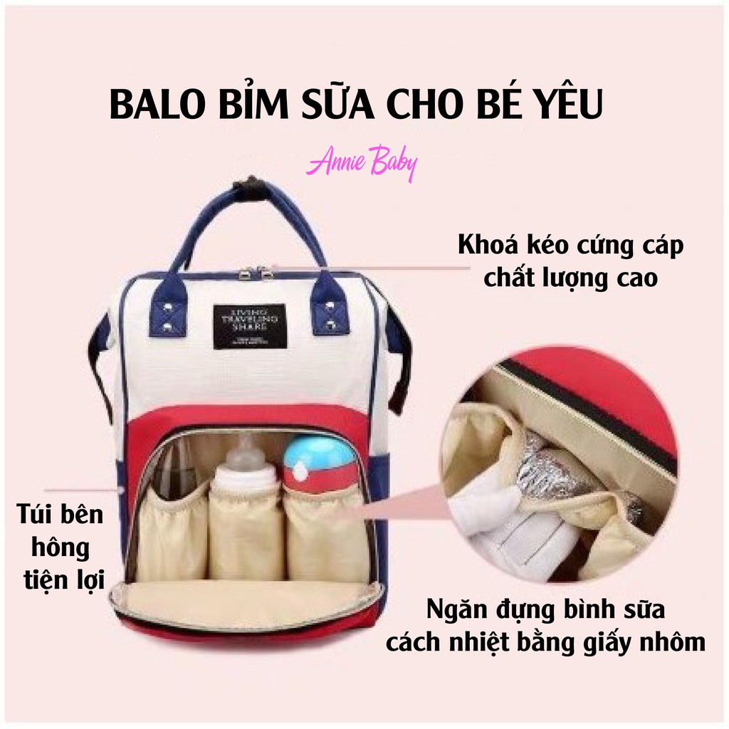 [HÀNG CAO CẤP] Balo Bỉm Sữa Đựng Đồ Đa Năng Cho Mẹ Và Bé Siêu Tiện Dụng, Siêu Giữ Nhiệt - ANNIE BABY