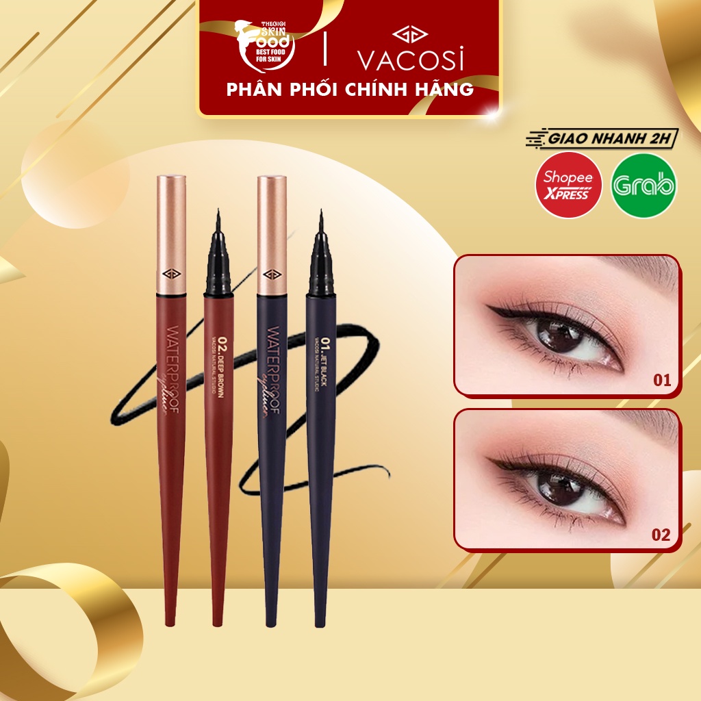 Bút Kẻ Mắt Nước Nét Mảnh, Siêu Lì, Lâu Trôi Vacosi Natural Studio Water Proof Eye Liner