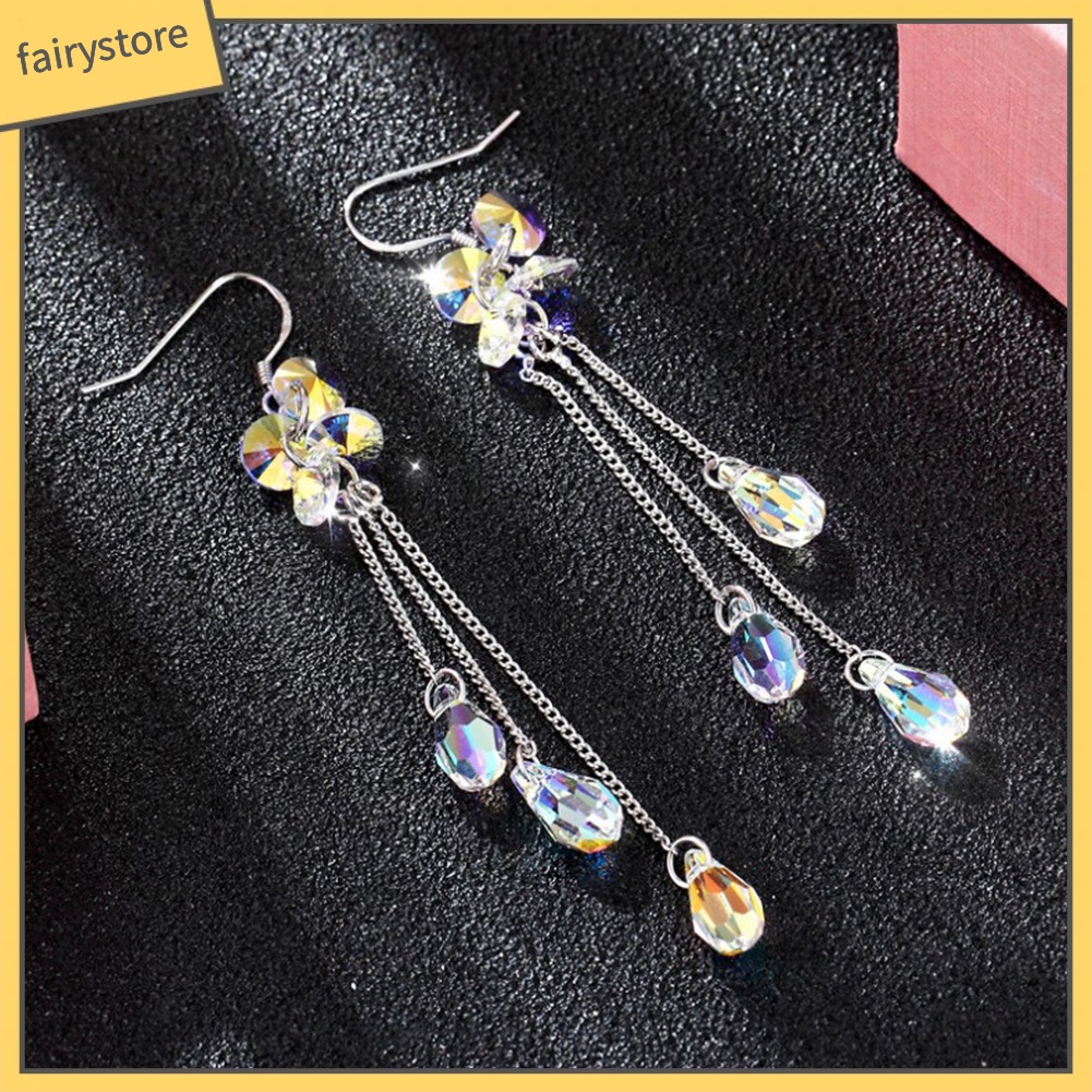 Hoa Tai Dáng Dài Phối Tua Rua Nhiều Màu Sắc Cho Nữ