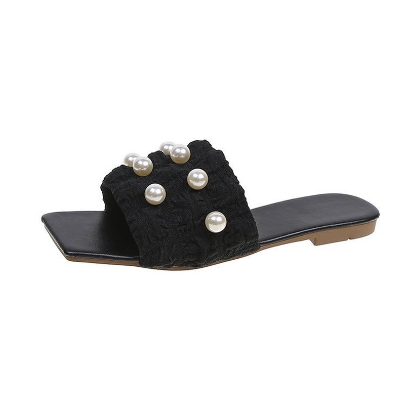 ZTAIXIELUA Dép Sandal Nữ Đế Bệt Đính Ngọc Trai Thời Trang Hàn Quốc 02027