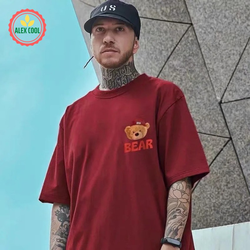 Áo thun nam, áo phông nam tay ngắn cổ tròn chất cotton co giãn 4 chiều hình gấu bông alex cool | BigBuy360 - bigbuy360.vn