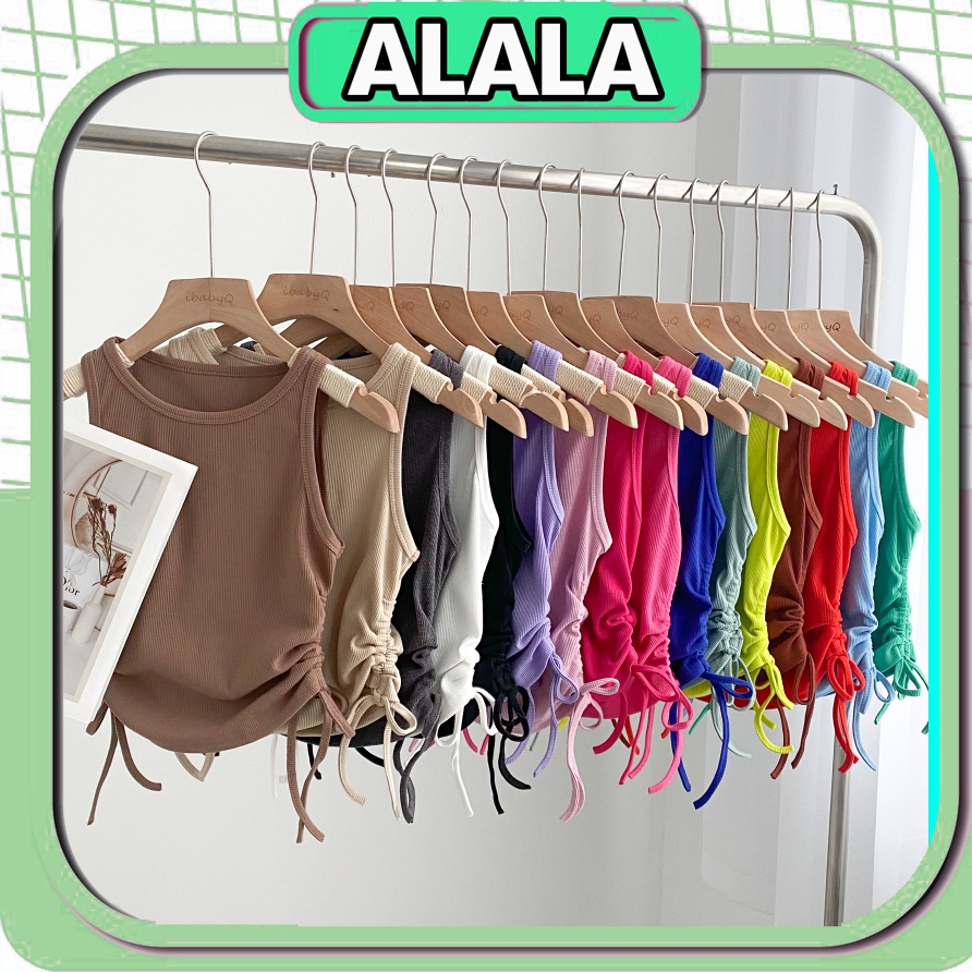 Áo ba lỗ nữ basic dây rút phong cách mùa hè năng động ÁO CROPTOP BA LỖ NGƯỢC ALALA