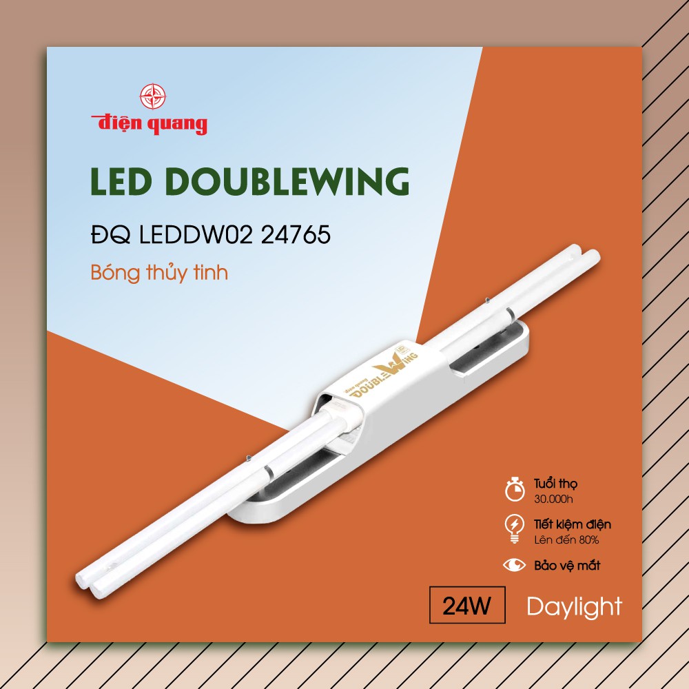 Bộ đèn LED Doublewing Điện Quang ĐQ LEDDW02 24765 (24W, daylight, bóng thuỷ tinh)