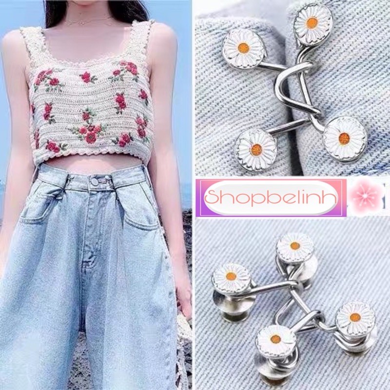 Nút cài đinh, khuy cài ko cần đục lỗ điều chỉnh lưng quần bò cạp rộng- shopbelinh