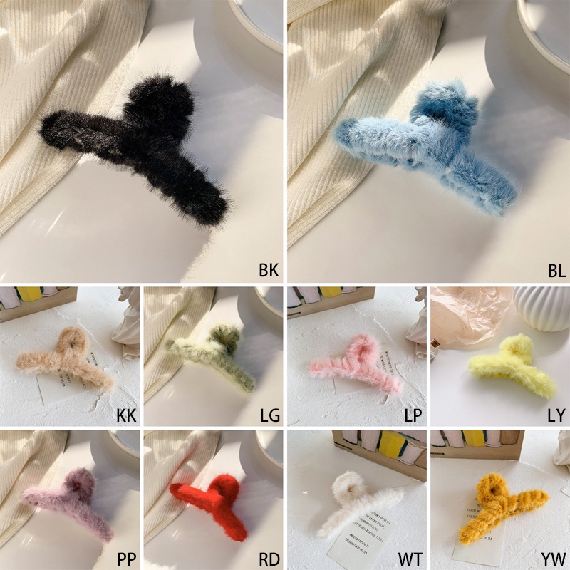 Kẹp tóc càng cua phủ vải lông thiết kế cỡ lớn độc đáo thời trang