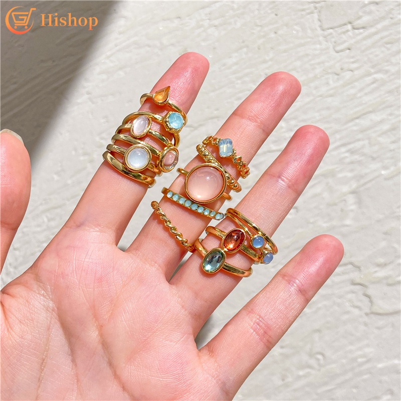 Bộ Nhẫn Đeo Ngón Tay Thời Trang Sáng Tạo Cho NữYanqueens Quà tặng trang sức