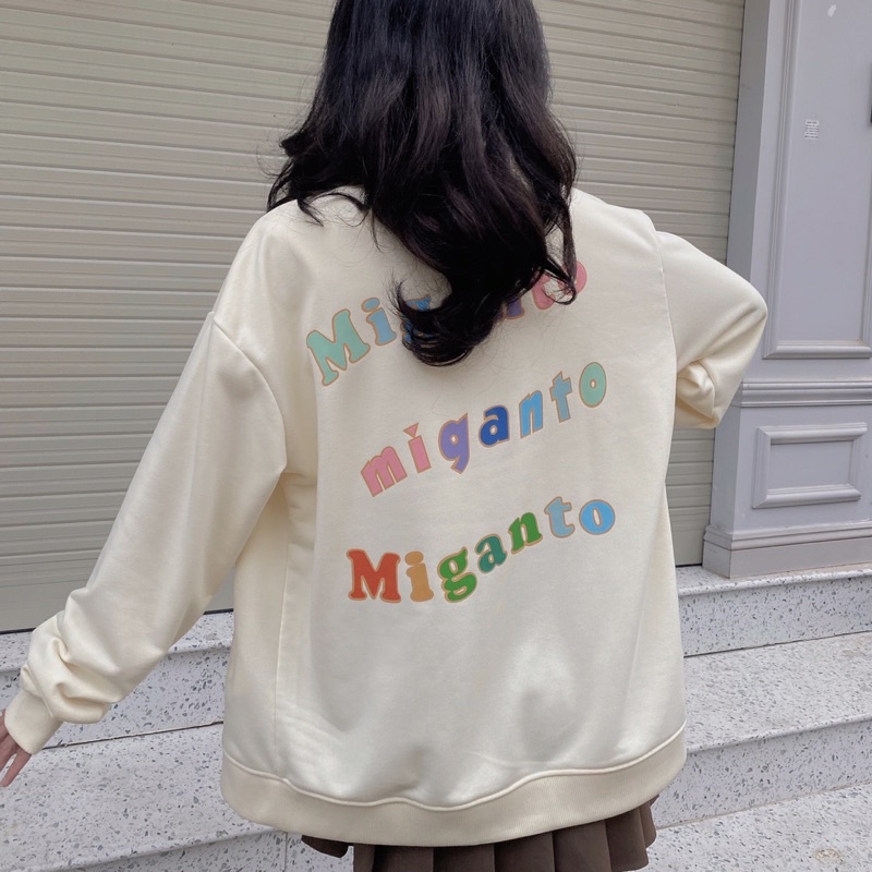 Áo khoác bomber form rộng cài nút in chữ miganto - MG028