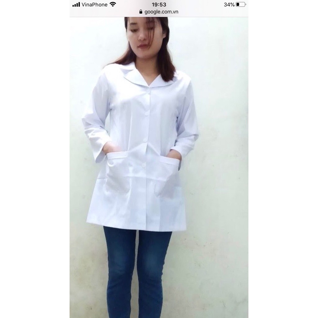 Bộ Áo Blouse Y Tá (Vạt Ngắn) Trắng Giá Sỉ Dùng Trong Bệnh Viện - Phòng Khám - Phòng Thí Nghiệm - Sinh Viên Thực Tập