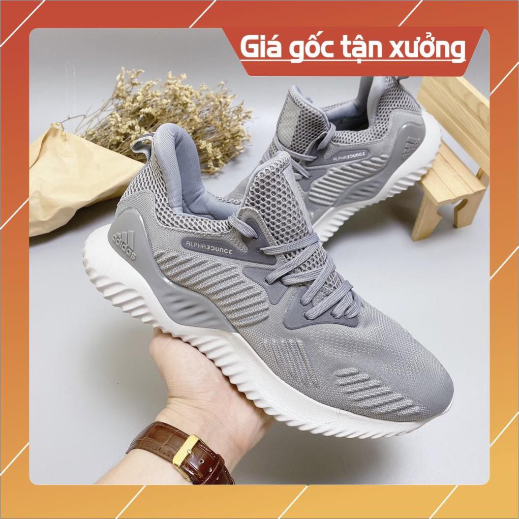 [FreeShip+Giá Hủy Diệt] Giầy Alphabounce xịn sò Full phụ kiện, Giày Sneaker Alpha xám lông chuột