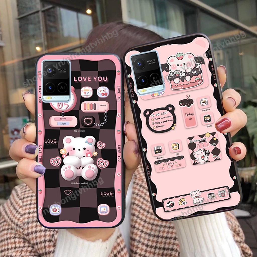 Ốp lưng Vivo Y21 / Y21s / Y33s gấu,thỏ trắng , đồng hồ dễ thương cute cực đẹp
