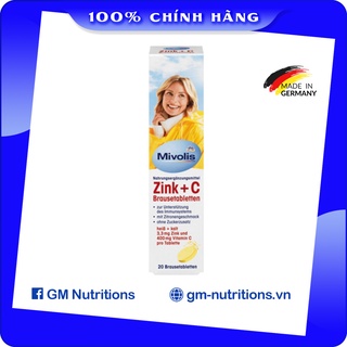 Viên sủi bổ sung Kẽm và vitamin C Mivolis Zink C giúp tăng cường hệ thống miễn dịch và sức đề kháng Đức hộp 20 viên