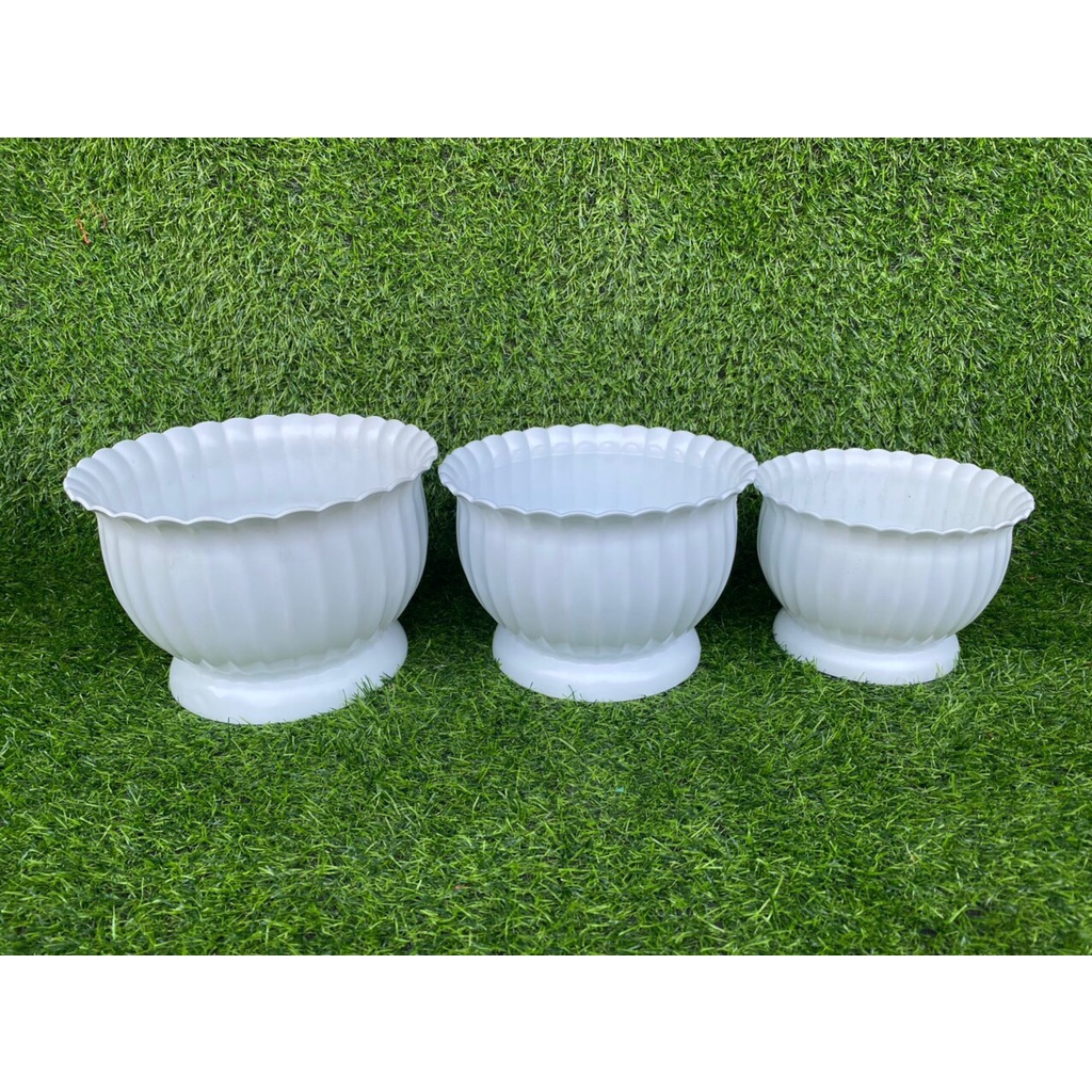 (23x16cm) Chậu nhựa khía bầu chân cao để bàn siêu đẹp_Chậu nhựa cứng cao cấp loại đẹp size 3