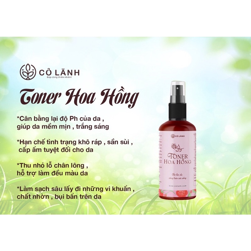 Toner Hoa hồng hữu cơ Cỏ Lành 250ML