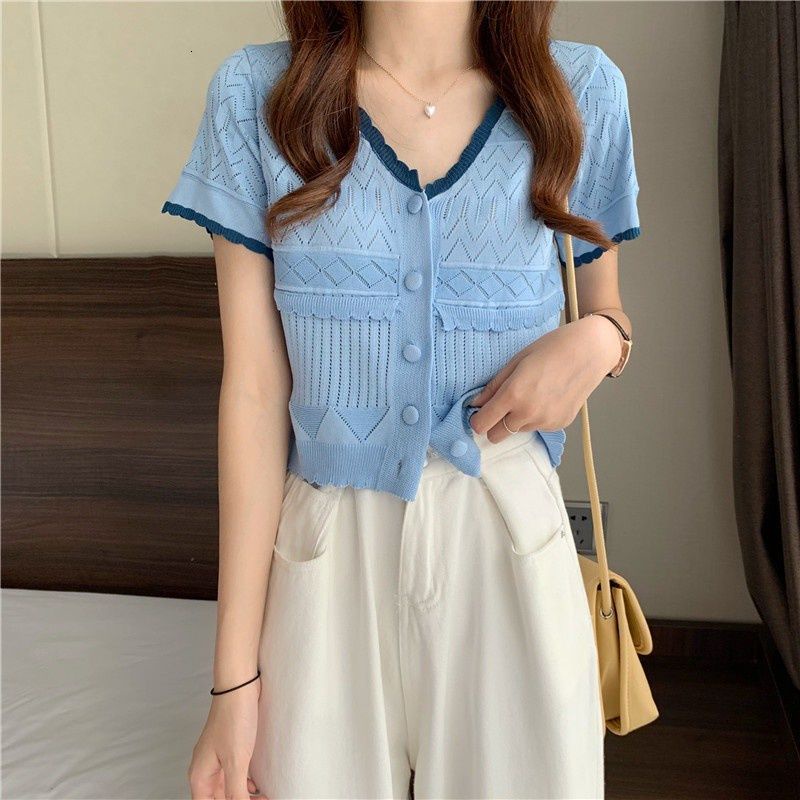 Áo Lửng Tay Dài Cổ Chữ V Thời Trang Dành Cho Nữ