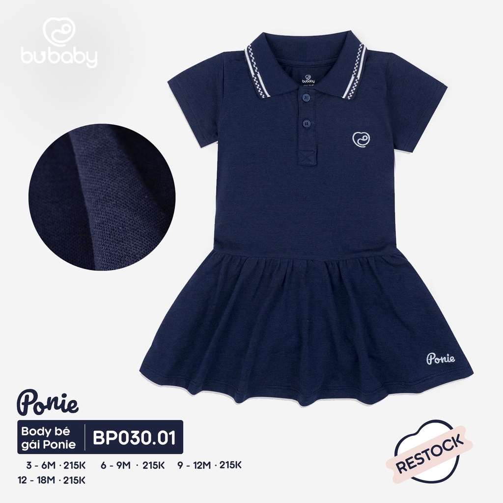 [CHÍNH HÃNG] Body váy cộc tay bé gái cổ polo BP030.01 Bu Ponie