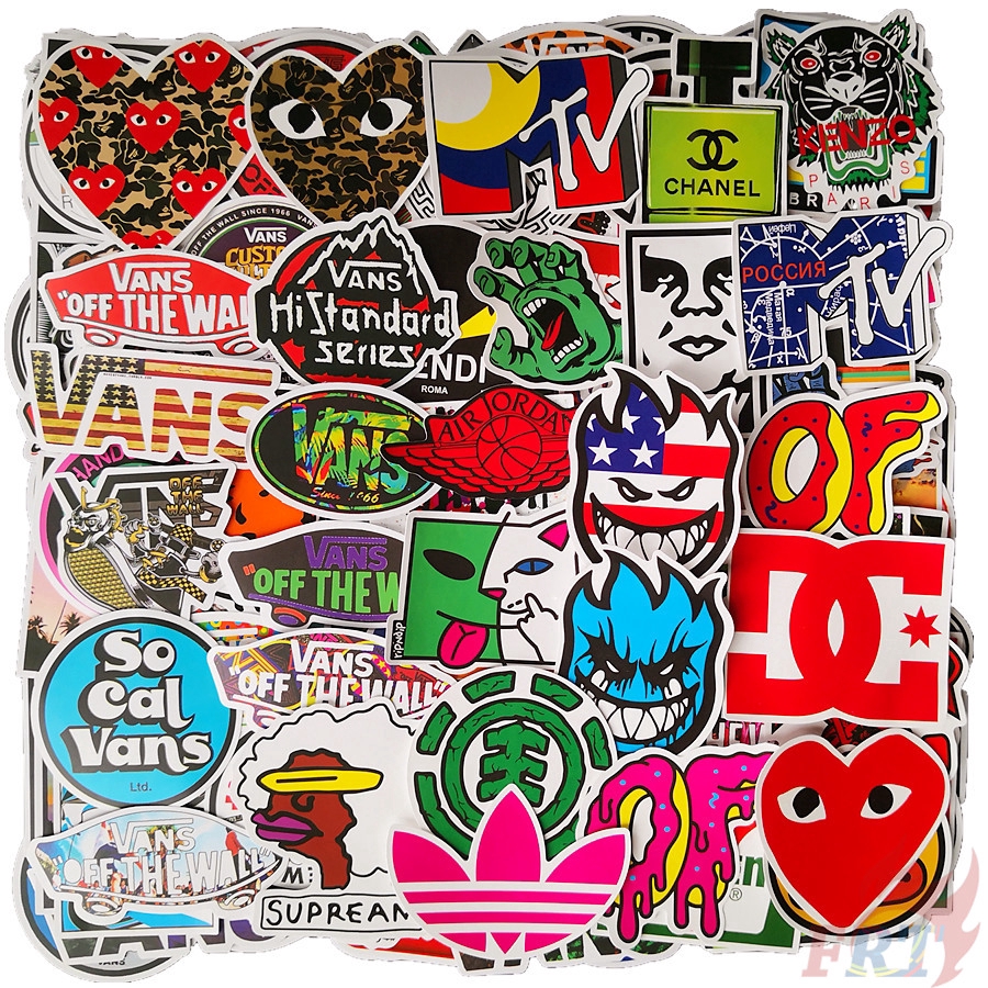 Set 200 Miếng Dán Logo &amp; Vans Trang Trí Đa Năng