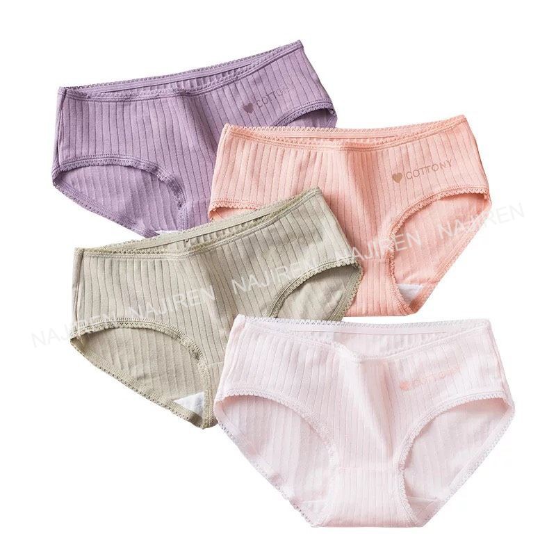 Quần Lót Nữ Cotton Gân Tăm-Quần Chíp Nữ Kháng Khuẩn Dễ Thương Mềm Mịn Cottony QL03
