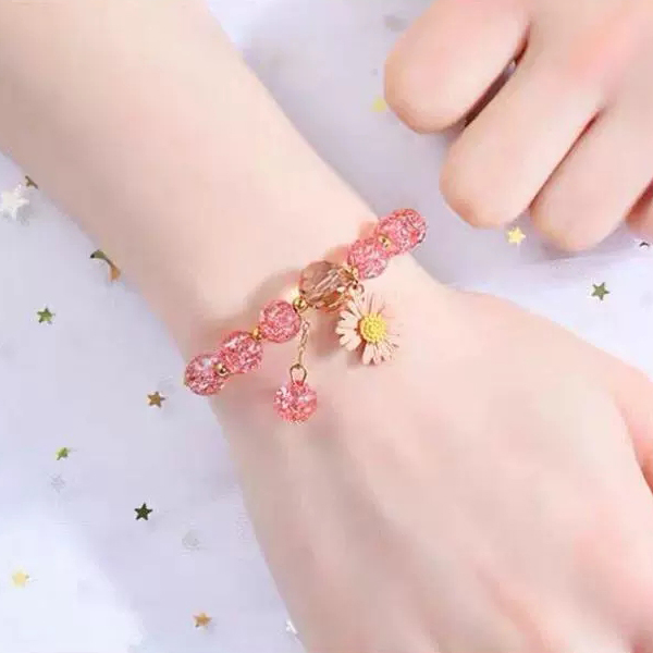 Vòng Tay Chuỗi Hạt  Pha Lê Mặt Hoa Cúc Thời Trang