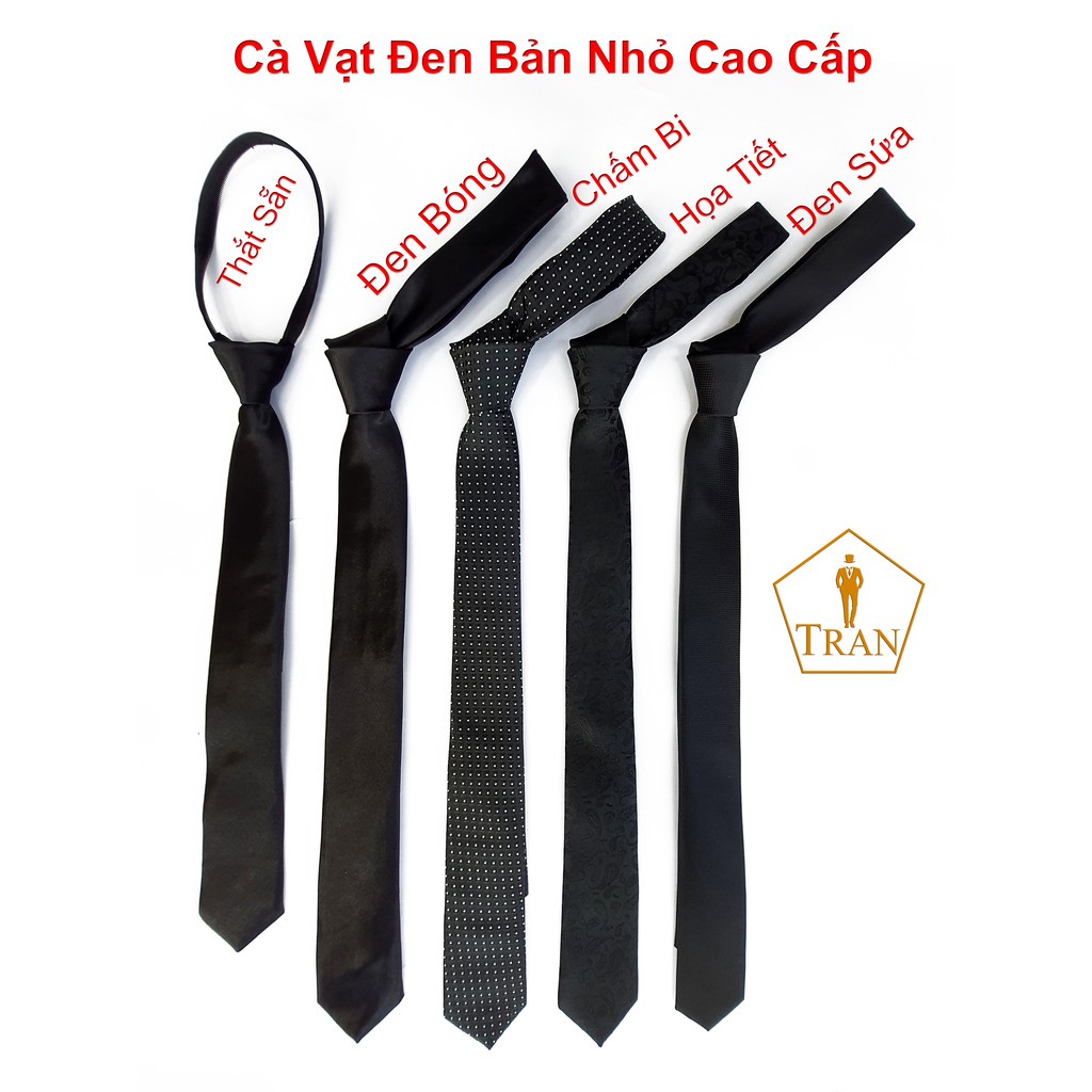 Cà Vạt Caravat Đen Nam TRAZ Bản To Trung Niên 7Cm Dây Kéo Thắt Sẵn Tiện Lợi