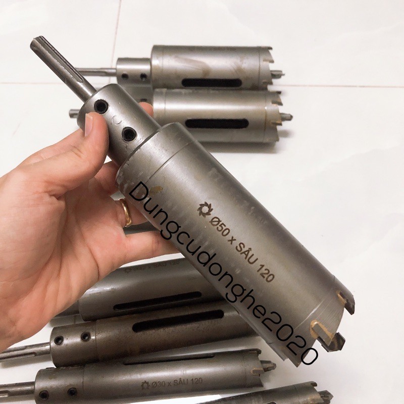 Mũi Khoan Rút Lõi Khoét Lỗ Xuyên Tường 21, 27, 30, 34, 42, 50, 55, 60mm Dài 120mm Thắng Lợi