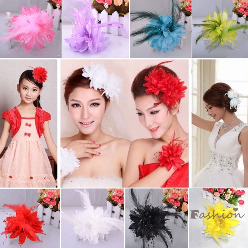 Cài Tóc Hình Hoa / Lông Vũ Thời Trang Cho Cô Dâu