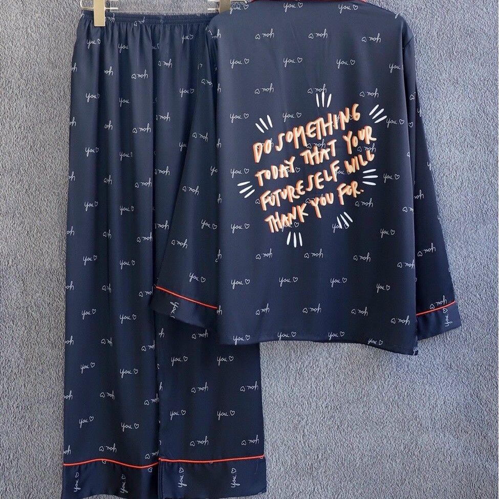 [Hàng Sẵn chuyên Sỉ] Bộ đồ ngủ pijama lụa QCCC, họa tiết in chuẩn , chất mền mịn mát .B497