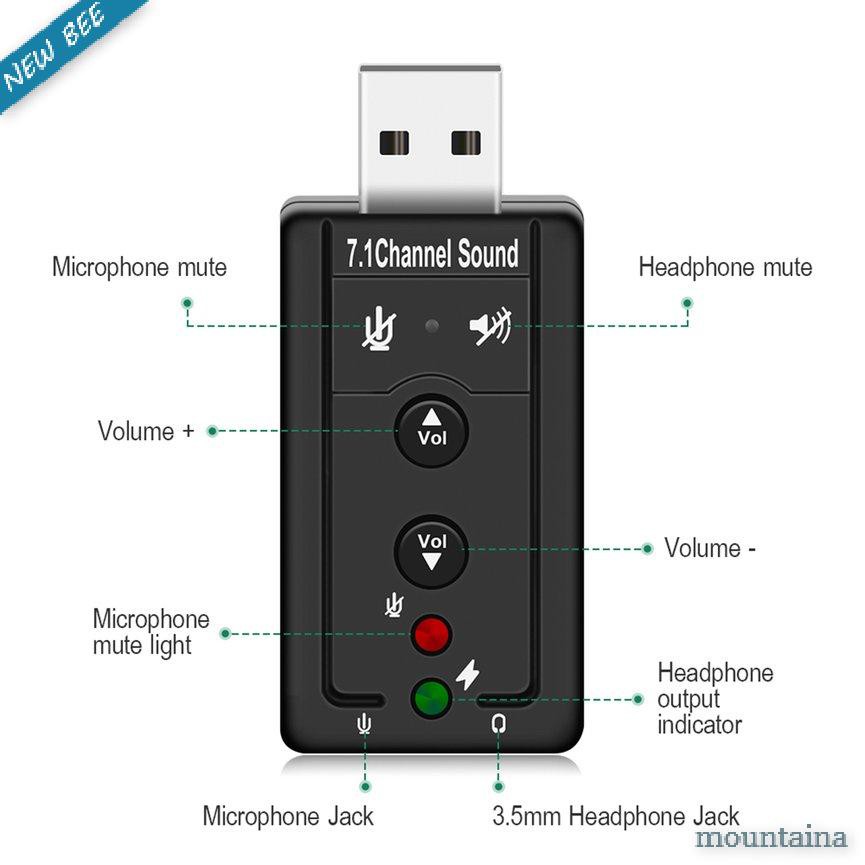 Đầu Chuyển Đổi Thẻ Âm Thanh 7.1 Usb Sang Jack 3.5mm Chuyên Dụng