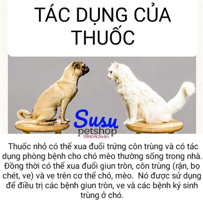 Thuốc Trị Ve Rận Bọ Chét Nhỏ Gáy Chó Mèo