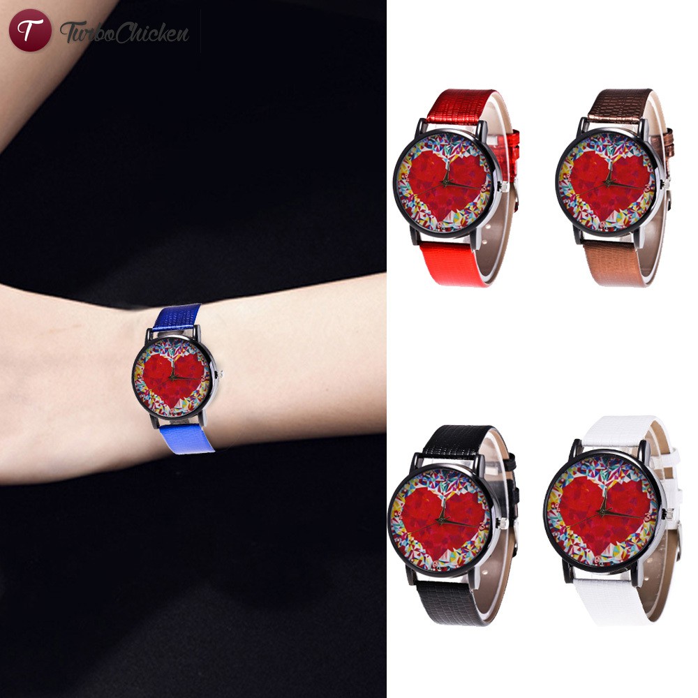 #Đồng hồ đeo tay# Colorful Printed Couple Quartz Watch Round Dial Watches Unisex Watches Gifts for Men Women 