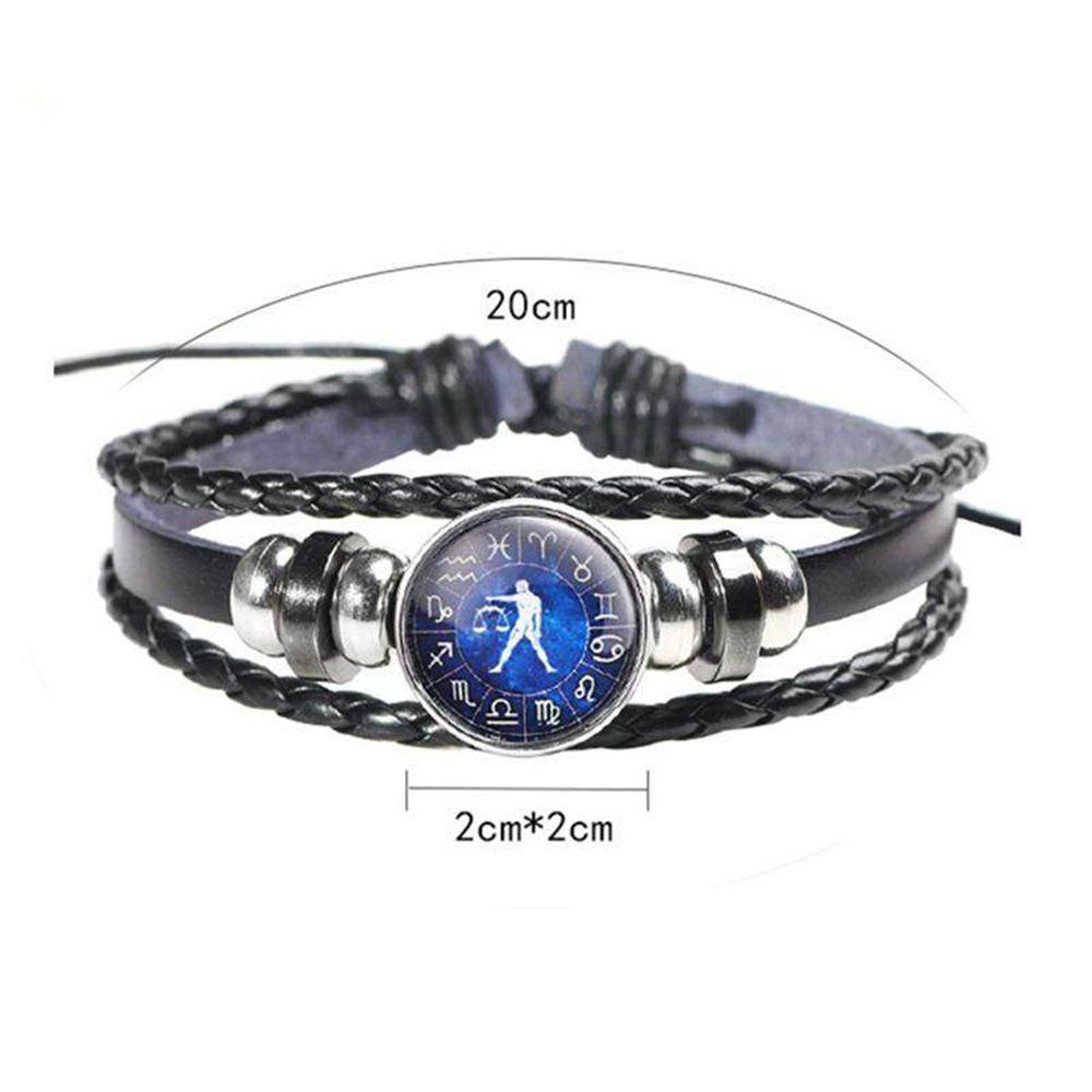 Vòng Tay Da Bò Bện Nhiều Lớp Họa Tiết VANES1 Chòm Sao Phát Sáng Phong Cách Punk Cá Tính