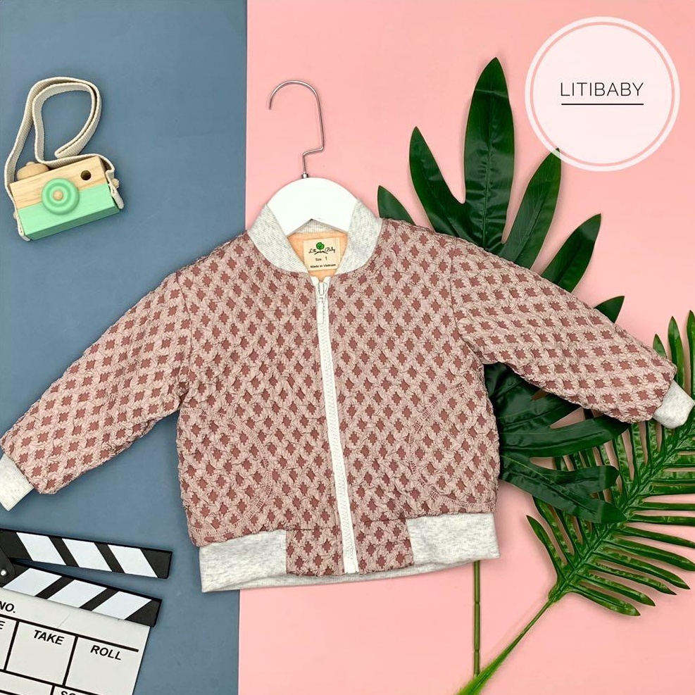 Áo khoác Bomber lót lông bé gái LITIBABY 1/7T