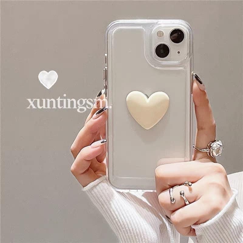 Ốp iphone Space trong suốt hình trái tim nổi Silicon dẻo viền vuông 7/8/7plus/8plus/x1/11promax/12/12promax/13/13pro/max