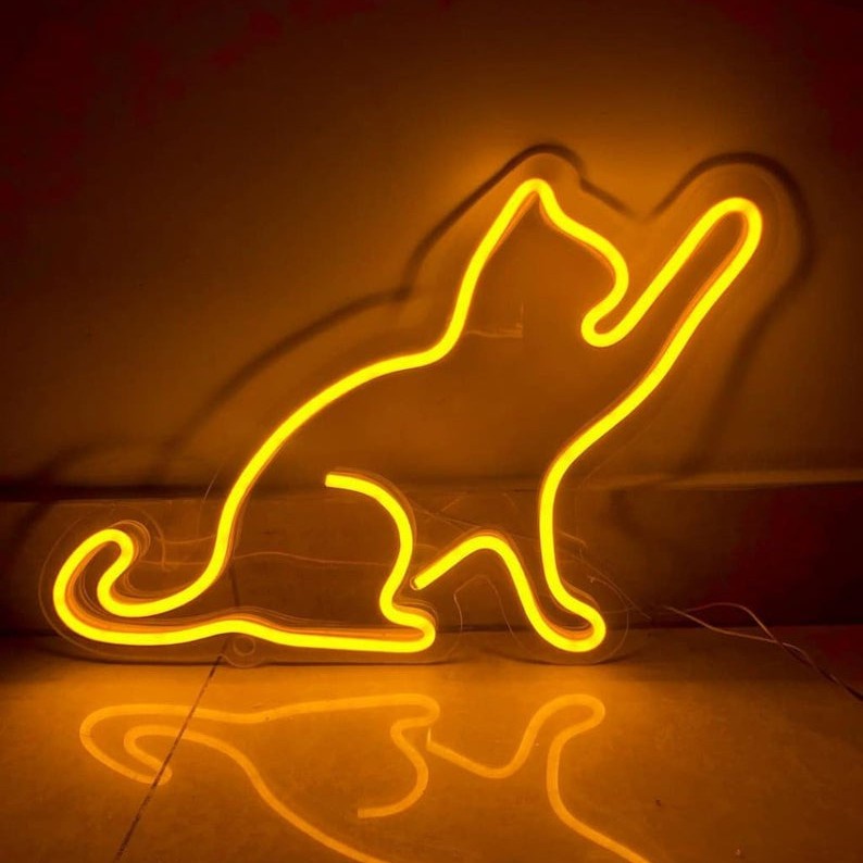 Đèn led Neon trang trí Hình Mèo [ Mẫu 3] | Đèn neon trang trí phòng ngủ, treo tường