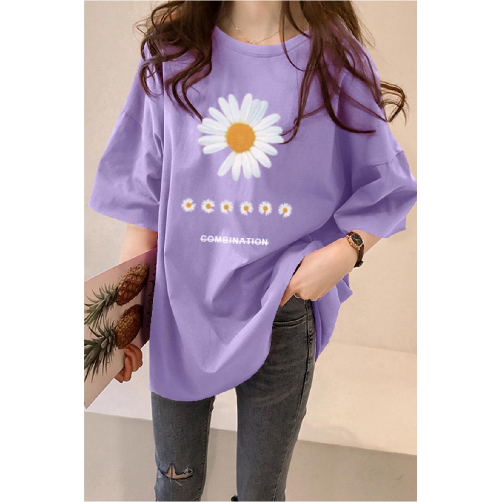 NRVP Áo thun tay ngắn dáng rộng mùa hè 2020 in họa tiết xinh xắn cho nữ