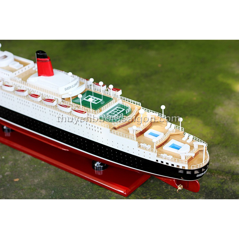 Mô hình du thuyền Queen Elizabeth 80cm gỗ tự nhiên, tàu du lịch chở khách trên biển, quà tặng cao cấp