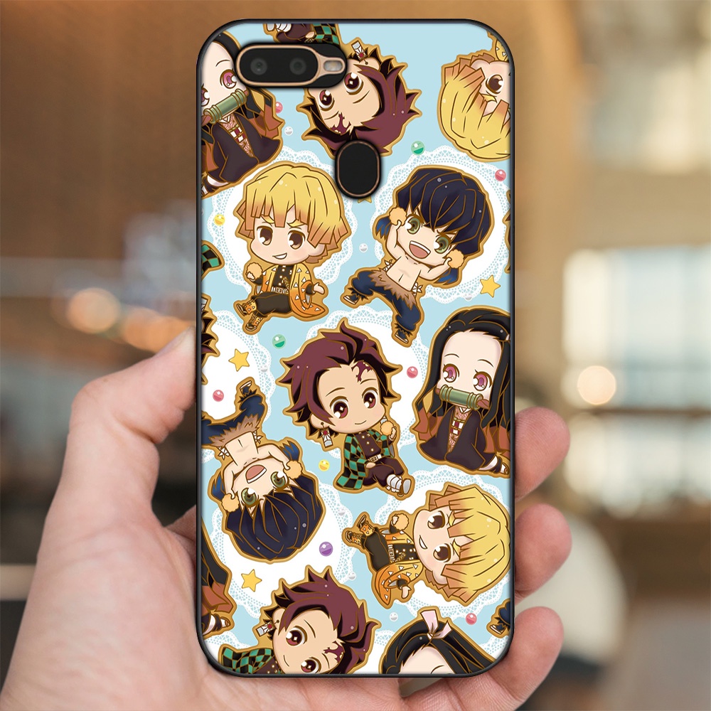 Ốp lưng Oppo A5S, A7, A12, F9 viền đen in hình Zenitsu Kimetsu no Yaiba