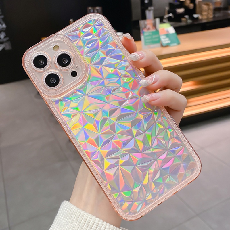 Ốp Điện Thoại Silicon Mềm Trong Suốt Họa Tiết Kim Cương 3D Cho iPhone 14 Pro Max 13 Pro Max 12 MiNi 11 X XS XR 7 8 Plus 6S