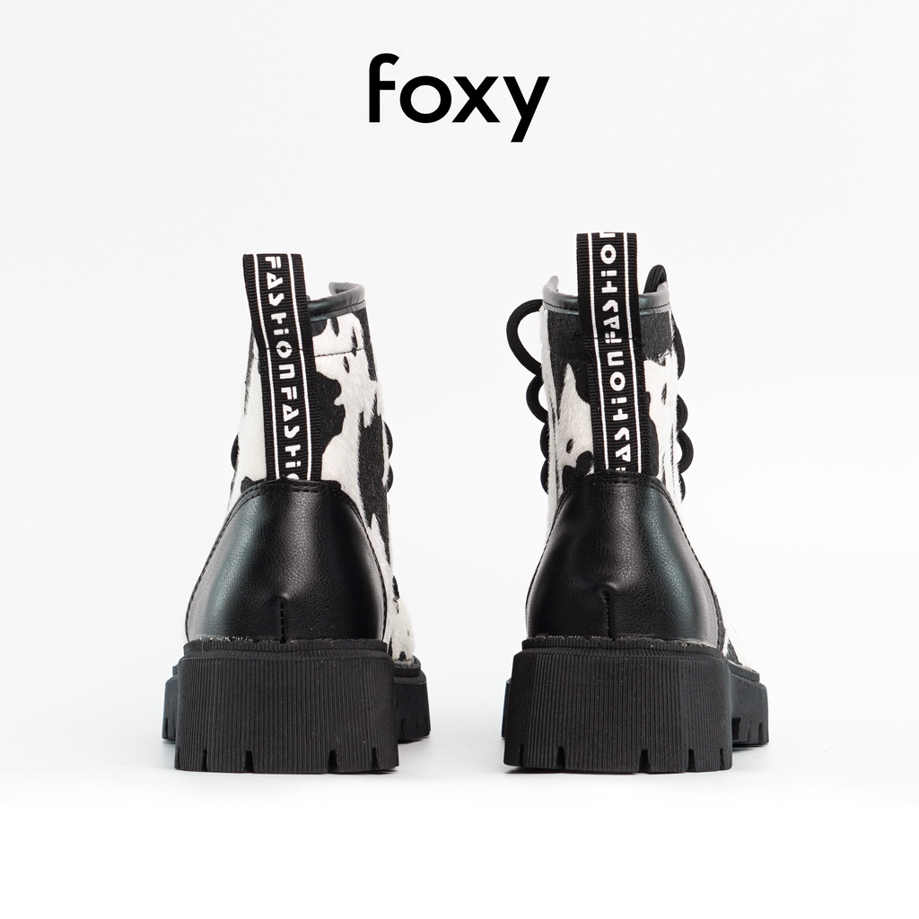 Giày Boots Nữ Cổ Thấp Giày Bốt Nữ FOXY Phong Cách Ulzzang Hoạ Tiết Bò Sữa - FOX033