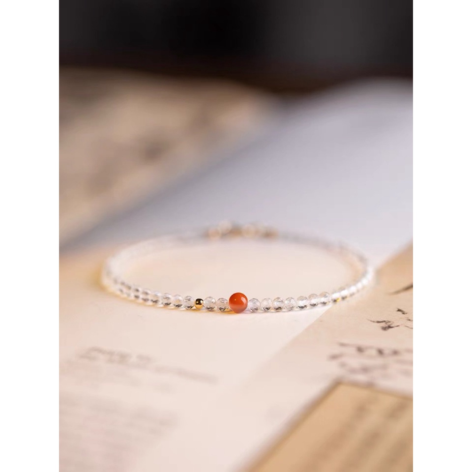 [Hàng Mới] Vòng Tay Chuỗi Hạt Đỏ Trắng Thiết Kế Niche