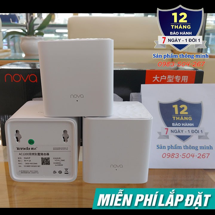 Bộ phát Wifi Router Mesh không dây Tenda Nova MW3 băng tần kép - chuẩn AC1200 - hỗ trợ mesh ghép nối nhiều thiết bị | BigBuy360 - bigbuy360.vn