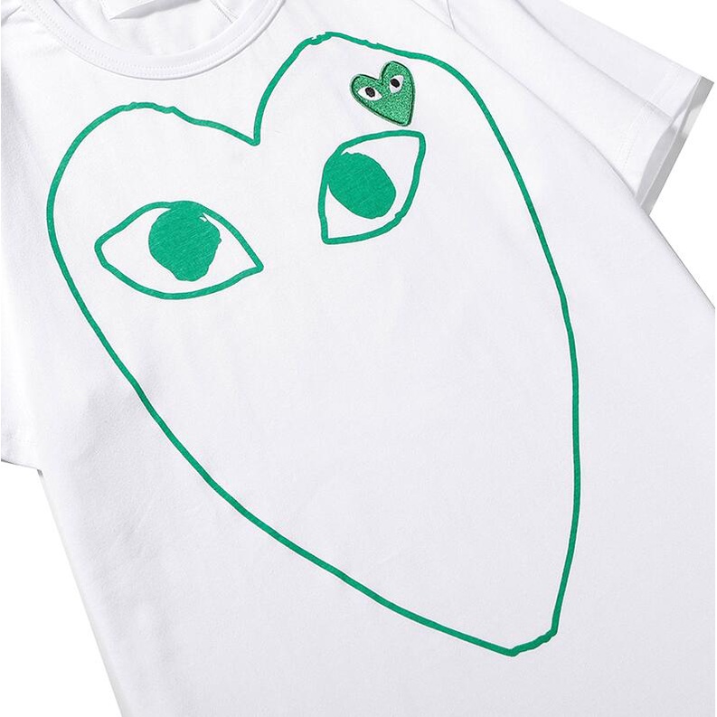 Áo Thun Tay Ngắn Thêu Hình Trái Tim Thời Trang Cho Nam Nữ