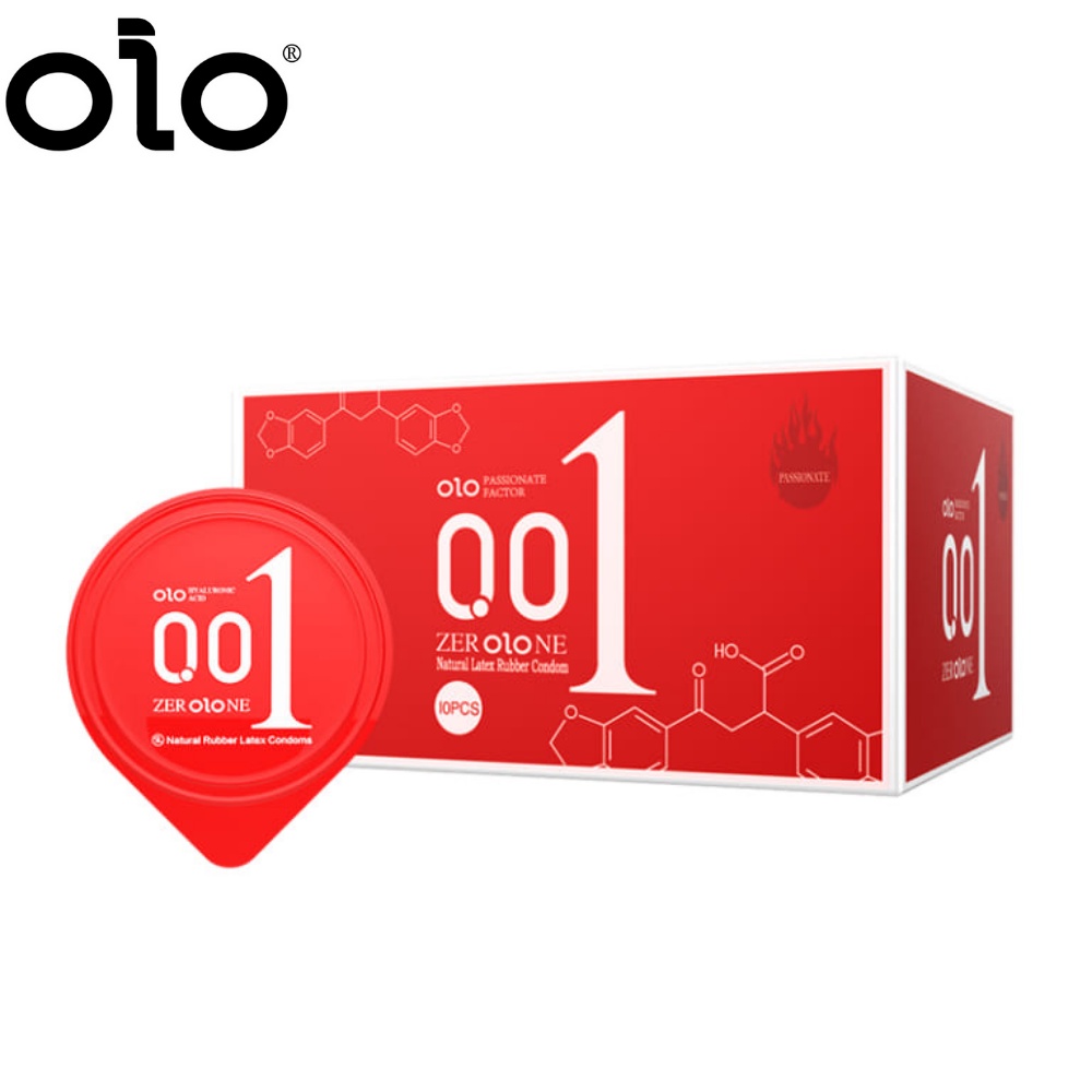 Bao cao su OlO 0.01 Đỏ Passionate Factor mỏng, nhiều gel, truyền nhiệt tốt, cảm giác chân thật - Hộp 10 bcs