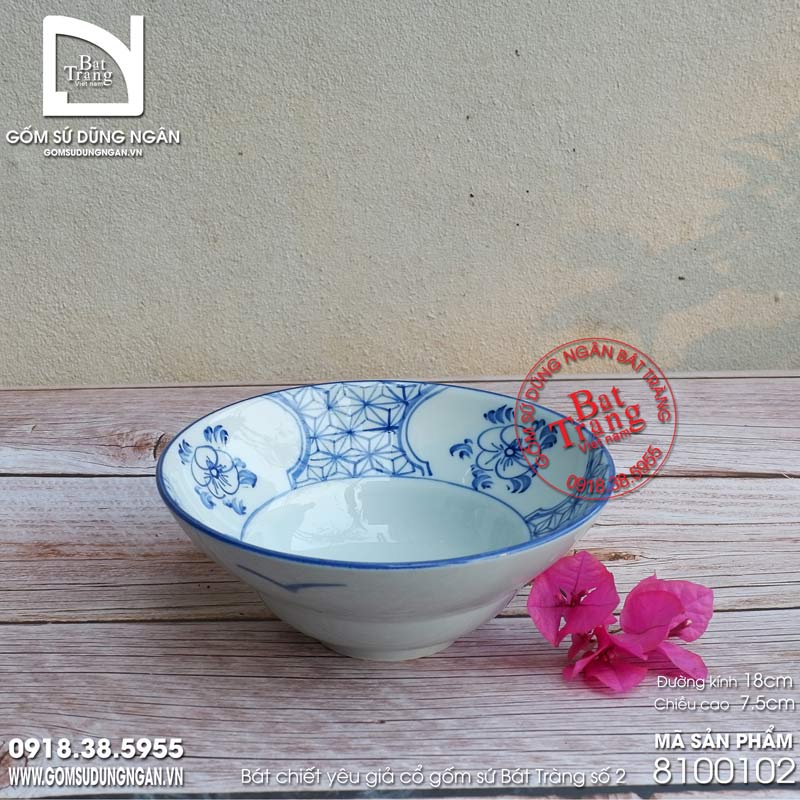 Bộ bát đĩa chiết yêu hoa chanh cổ gốm sứ Bát Tràng