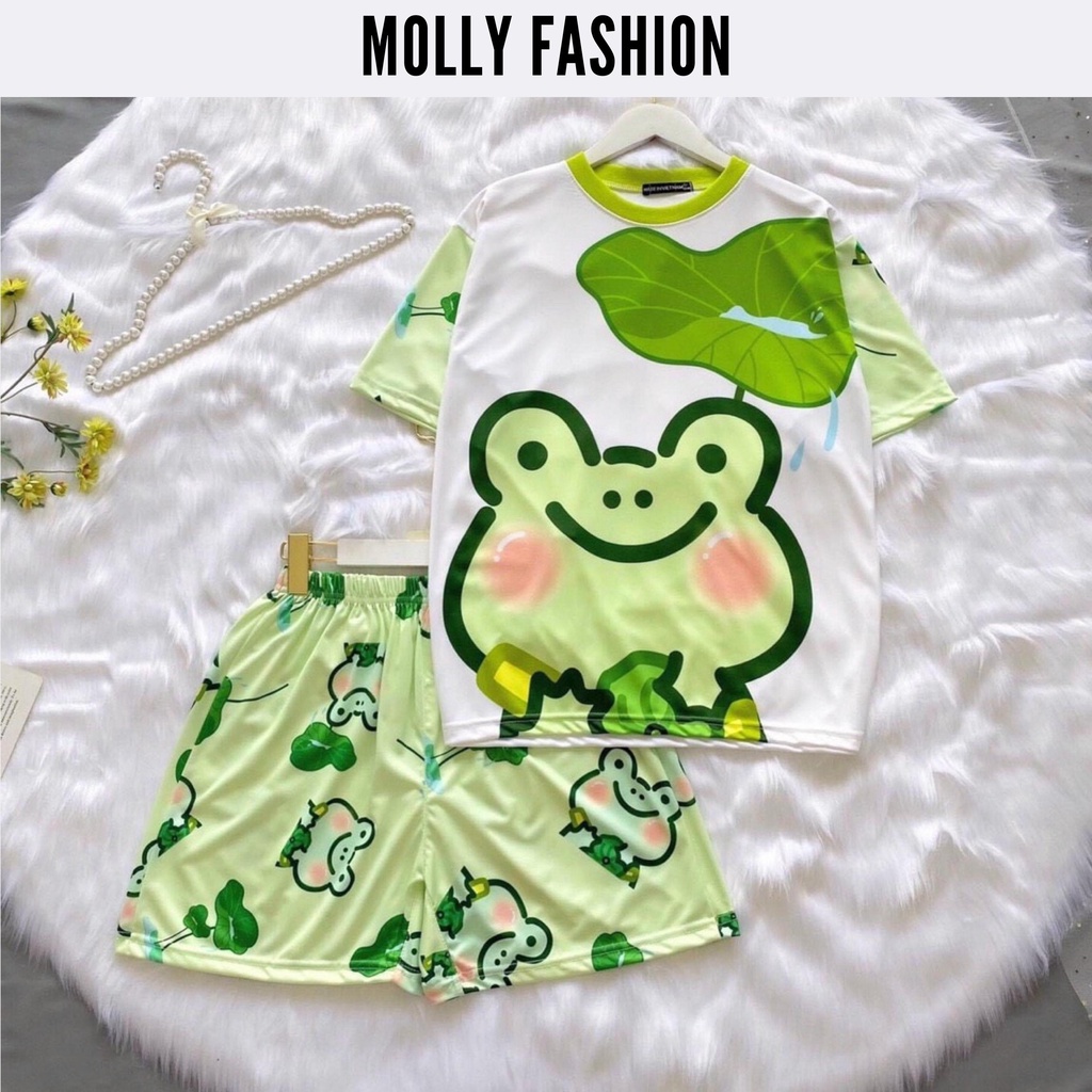Set đồ bộ hoạt hình ❤️ Bộ mặc nhà Cartoon CHÚ ẾCH XANH form rộng Freesize Molly Fashion
