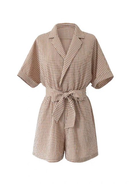 [HÀNG ORDER ] JUMPSUIT ngắn họa tiết kẻ caro kèm dây thắt eo siêu xinh và tôn dáng